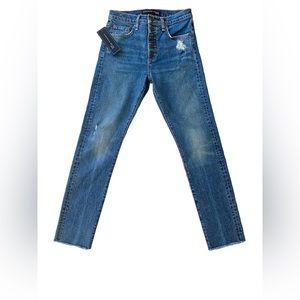 Veronica Beard Faye 11" Skinny Distressed High Rise Ankle Jeans NWT, Size 25 (0)